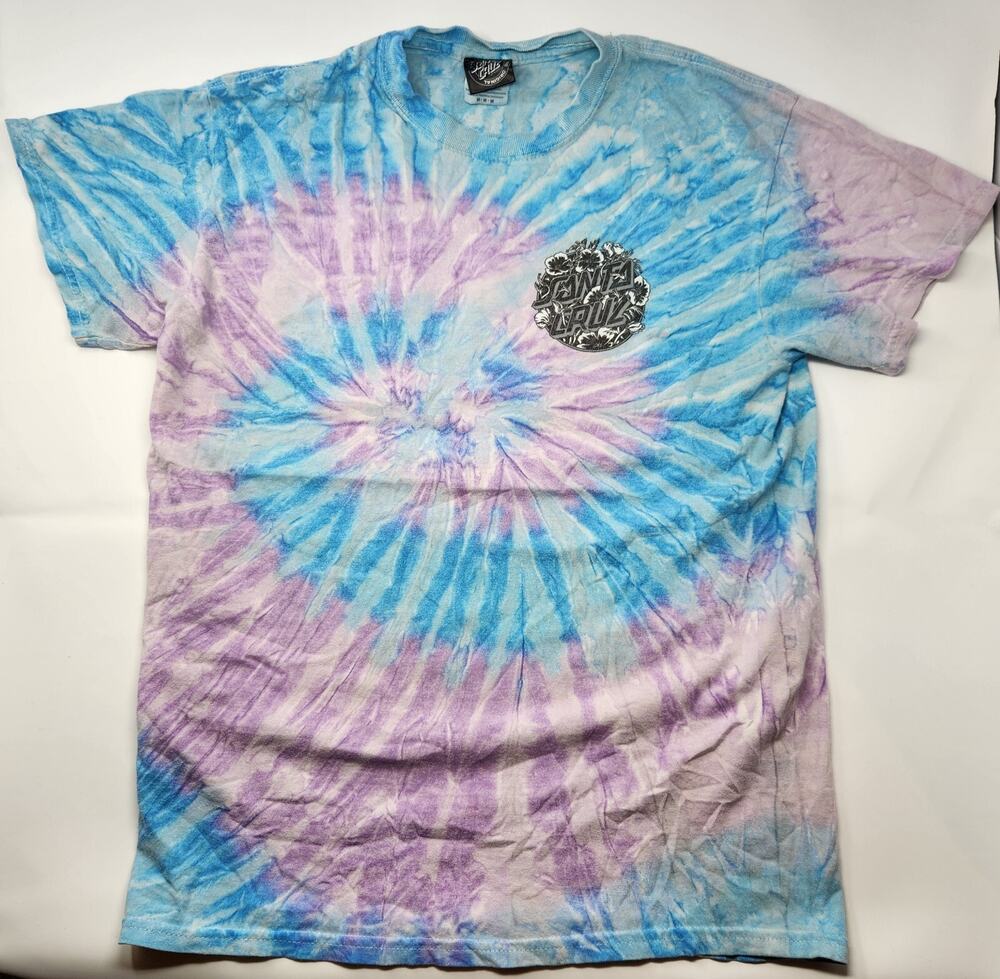 Santa Cruz Skateboard Longboard Mens Medium T Shirt Swirl Tie Dye Graphic